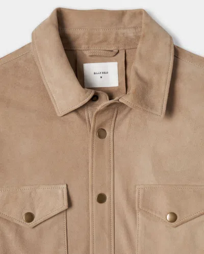 Reid Savoy Suede Workshirt In Light Tan
