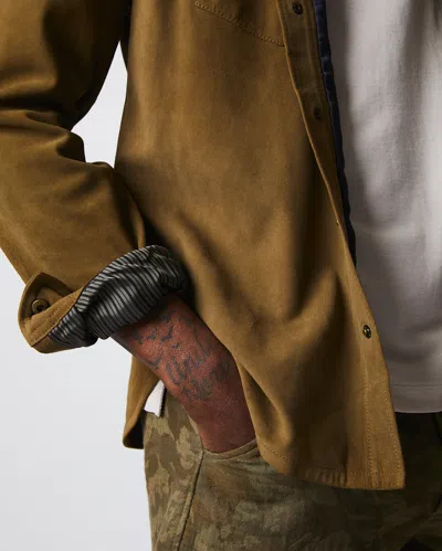 Reid Savoy Suede Workshirt In Olive