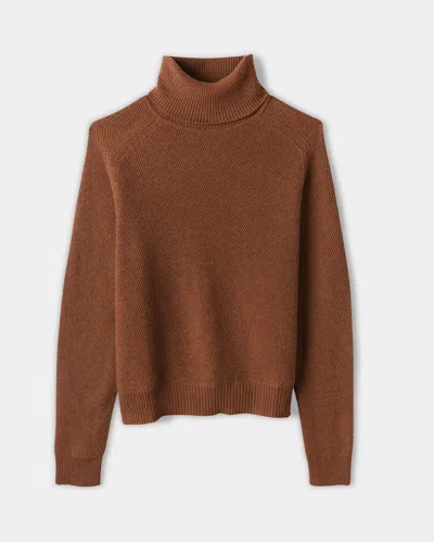 Reid Textured Cashmere Turtleneck In Brown