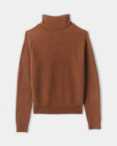 Reid Textured Cashmere Turtleneck In Brown