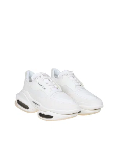 Shop Balmain Sneakers In Leather And Suede In White