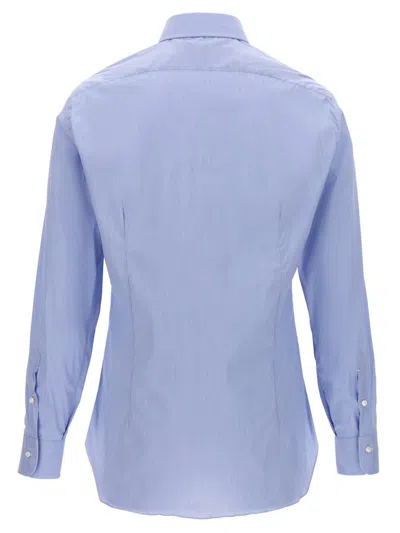 Barba Napoli Barba Tailored Poplin Shirt With Button Closure In Blue