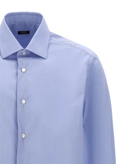 Barba Napoli Barba Tailored Poplin Shirt With Button Closure In Blue