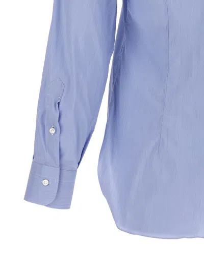 Barba Napoli Barba Tailored Poplin Shirt With Button Closure In Blue