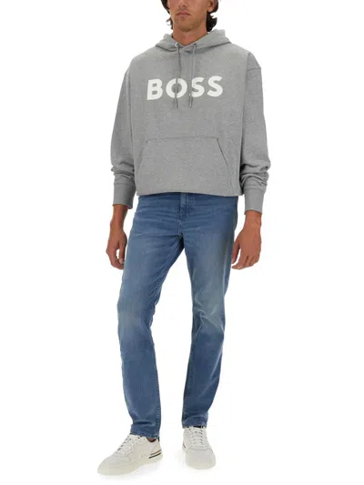 Shop Hugo Boss Boss Sweatshirt With Logo In Grey