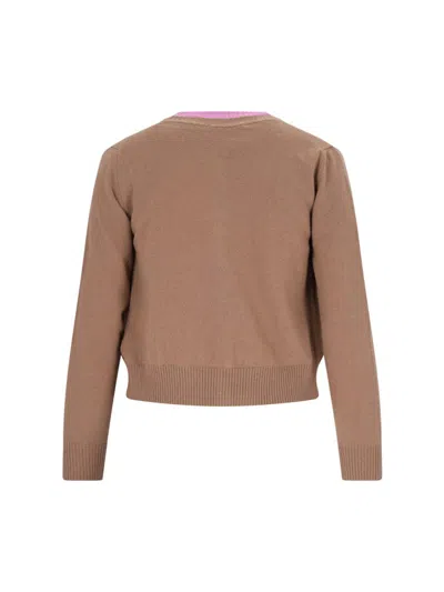 Canessa Cashmere Twinset" Brown Cardigan In Multicolour