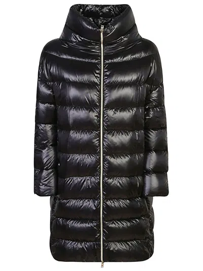 Herno Women Long Black Nylon Down Jacket In Black