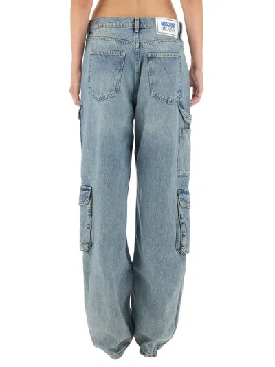 Shop Moschino Jeans Cargo Pants In Navy