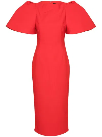 Shop Solace London Lora Midi Dress In Red