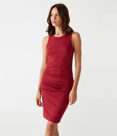 Michael Stars Demi Ribbed Dress In Carmine