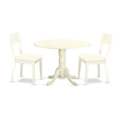 East West Furniture Dining Room Set Linen White, Dlad3-lwh-lc
