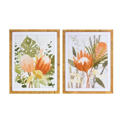 Houzbling Protea Frame (set Of 2) 22"l X 27.5"h Wood/mdf/paper