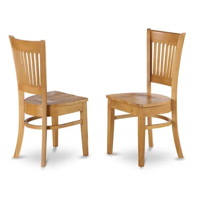 East West Furniture Vancouver Wood Seat Kitchen Dining Chairs In Oak Finish, Set Of 2