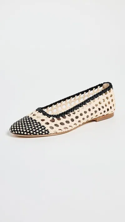 Staud Nell Crocheted Leather Ballet Flats In White
