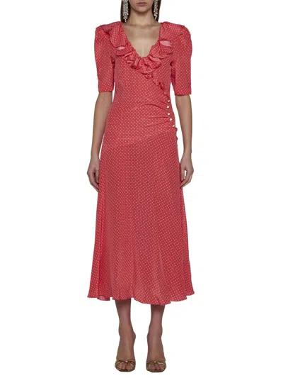 Shop Alessandra Rich Dresses In Coral-white