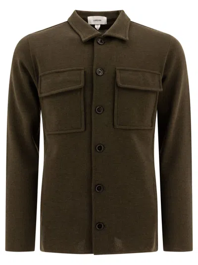 Shop Lardini Wool Overshirt Jackets In Green