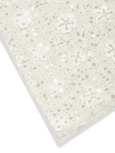 Mama Luma Girls Sequin Embroidered Skirt In White