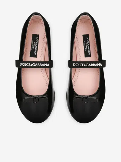 Dolce & Gabbana Bow Patent-leather Ballerina Shoe In Black