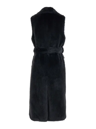 Shop P.a.r.o.s.h Grey Sleeveless Coat With Belt In Cruelty Free Shearling Woman