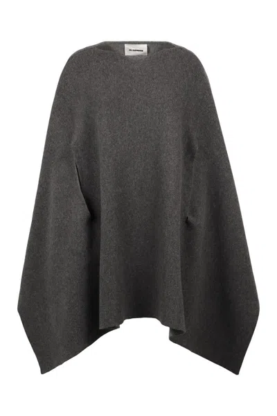 Shop Jil Sander Wool Cape In Grey