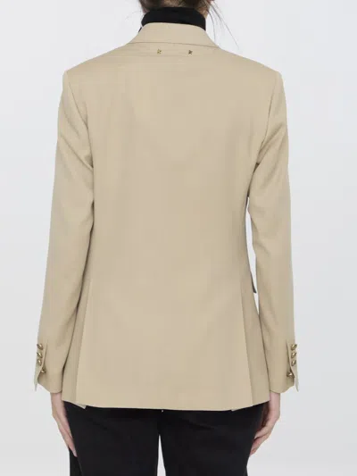 Shop Golden Goose Wool Gabardine Jacket In Beige