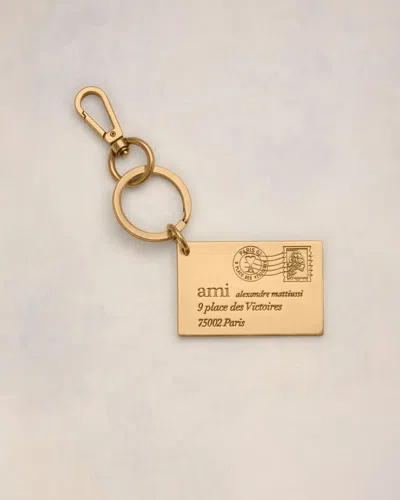 Ami Alexandre Mattiussi Enveloppe Keyring Gold In Vibrated Brass
