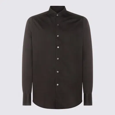 Shop Canali Dark Grey Cotton Shirt