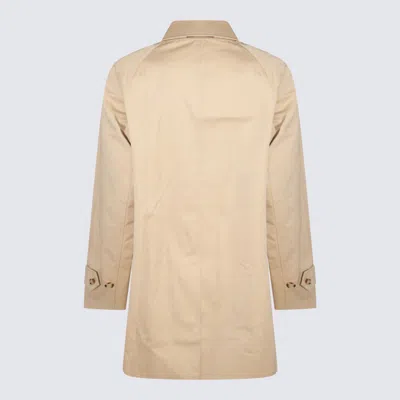 Shop Burberry Beige Cotton Coat In Brown