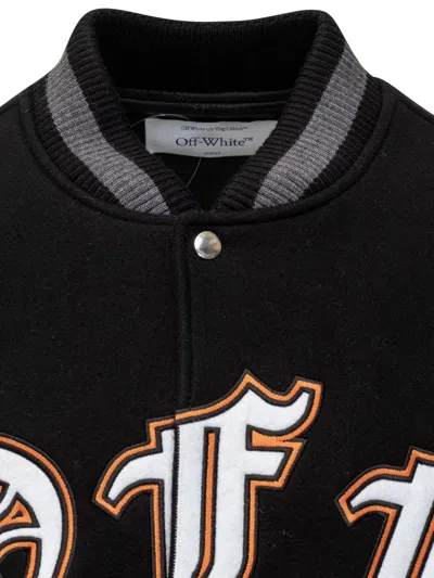 Off-white Chenille-logo Bomber Jacket In Black Multicolor