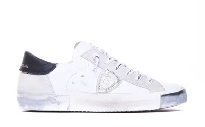 Philippe Model Prsx Low Sneakers In White Leather In White