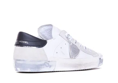 Philippe Model Prsx Low Sneakers In White Leather In White