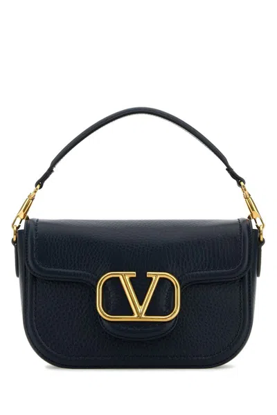 Valentino Midnight Blue Leather Alltime Shoulder Bag In Blue