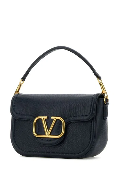 Valentino Midnight Blue Leather Alltime Shoulder Bag In Blue