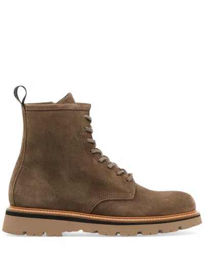 Shop Woolrich Suede Calf Leather City Boots In Beige