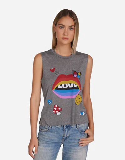 Lauren Moshi Kinzington Love Collage In Heather Grey