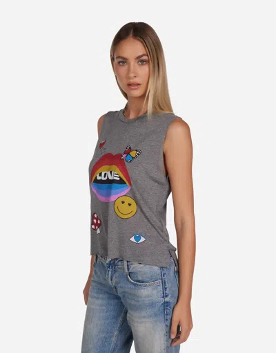 Lauren Moshi Kinzington Love Collage In Heather Grey