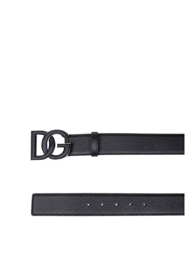 Shop Dolce & Gabbana Deer Print Calfskin Belt In Black