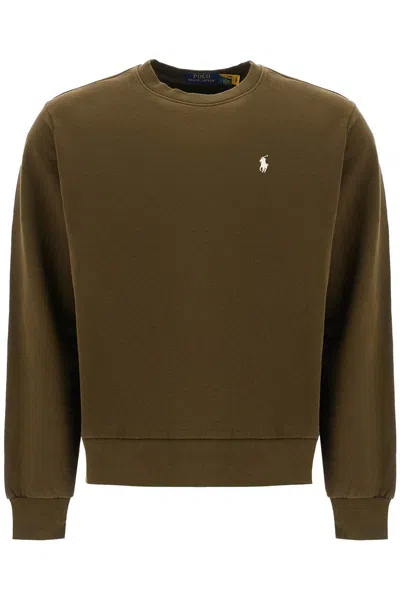 Shop Polo Ralph Lauren Logo Crewneck Sweatshirt In Green