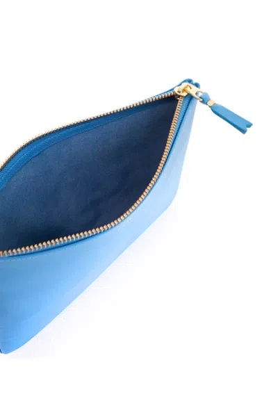 Shop Comme Des Garçons Smooth Leather Pouch In Seven Words In Blue