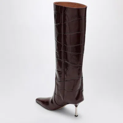Paris Texas Bettina 55 Crocodile-effect Leather Knee-high Boots In Red