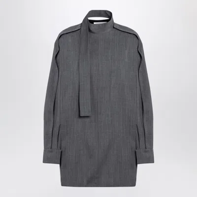 Jil Sander Grey Wool Shirt With Scarf In Grey
