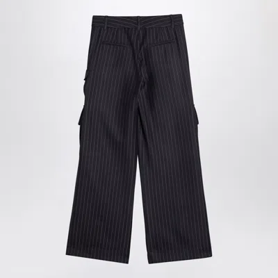 Off-white Wide Grey Pinstripe Cargo Trousers In Blue