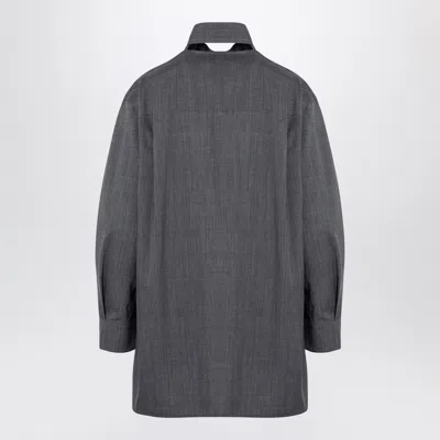 Jil Sander Grey Wool Shirt With Scarf In Grey
