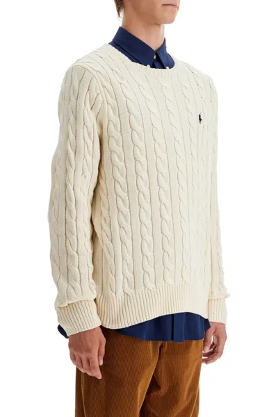 Shop Polo Ralph Lauren Cotton Cable Knit Pullover Sweater In White