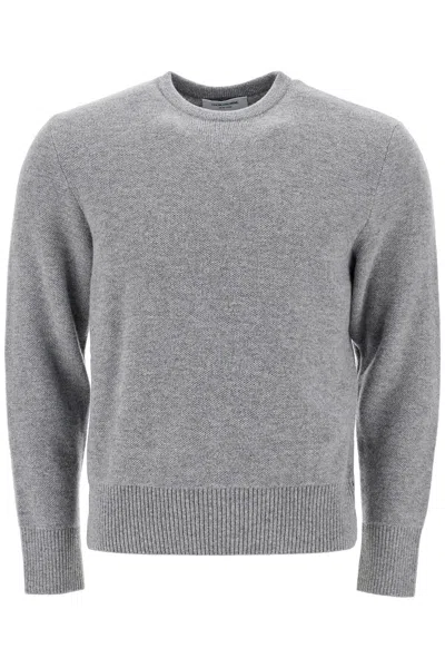 Shop Thom Browne Wool Piqué Crewneck Pullover In Grey