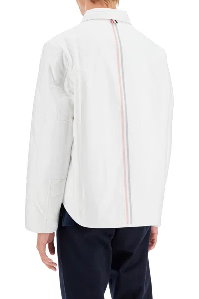 Thom Browne Lightweight Quilted Cotton Jacket In White