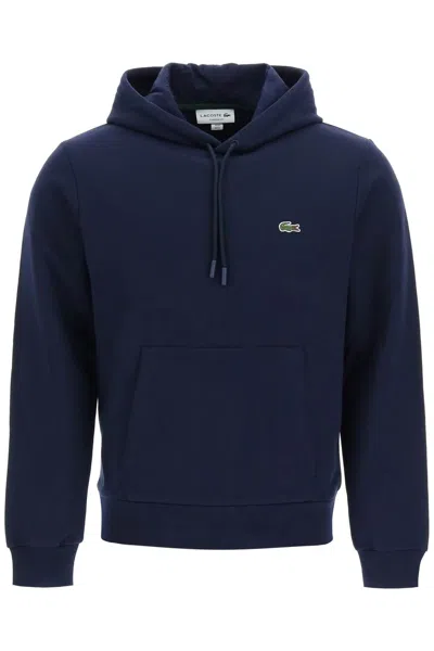 Shop Lacoste Hoodie With Logo Patch In Blue