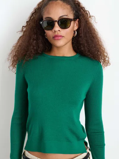 Alex Mill Ava Crewneck Sweater In Extra Fine Merino In Emerald