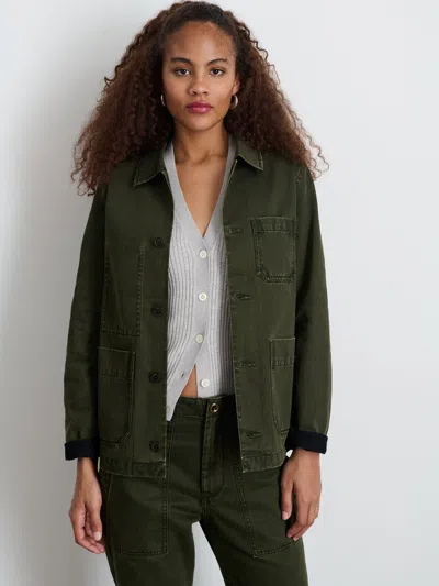Alex Mill Britt Work Jacket In Herringbone In Military Olive