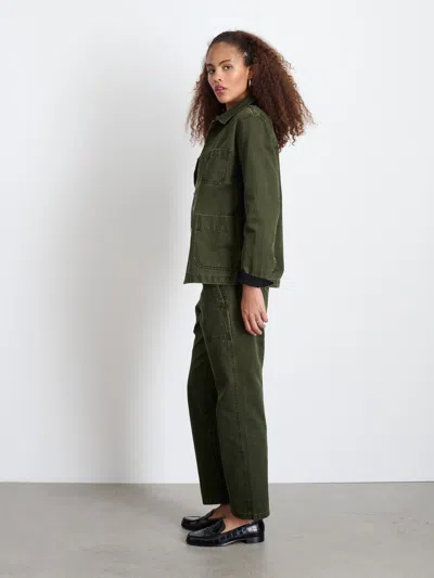 Alex Mill Britt Work Jacket In Herringbone In Military Olive